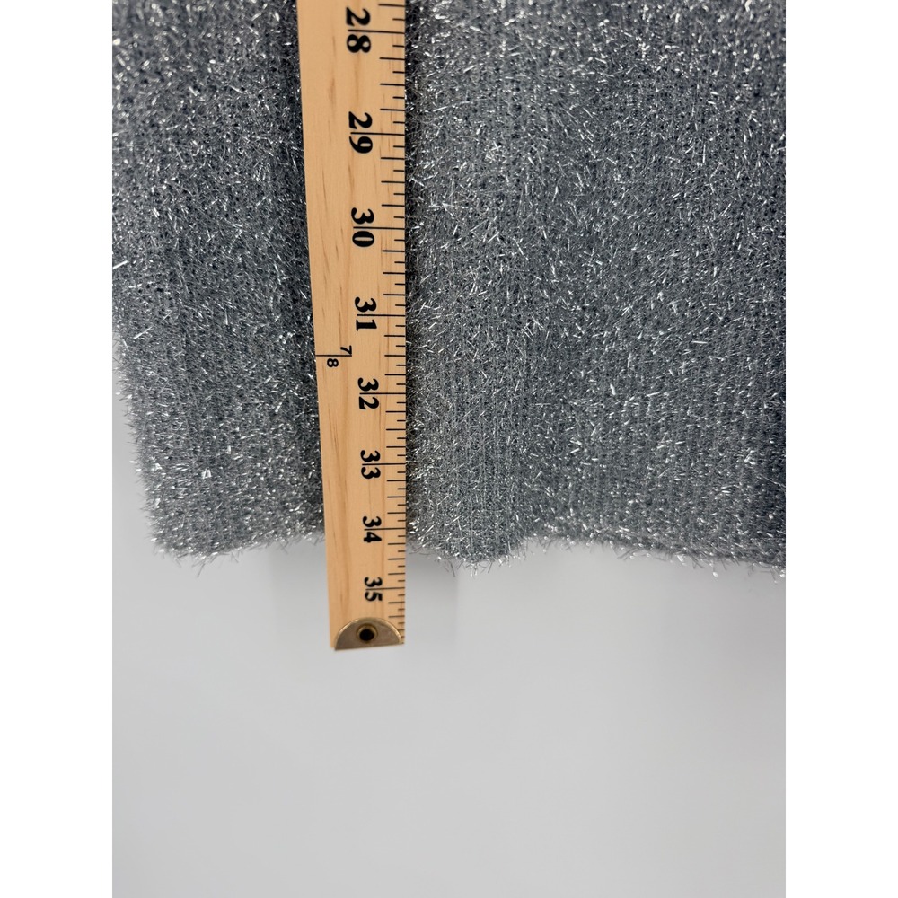Ronny Kobo Silver Metallic Tinsel Knit‎ Mini Dress Womens L Rent the Runway - Picture 8 of 10